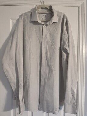 Calvin Klein Men's Light Gray Patterned Dress Shirt, Big & Tall